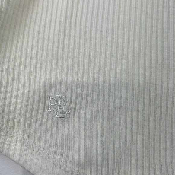 Petite  Lauren Ralph Lauren White Ribbed Top with 1/4 Zipper - Picture 10 of 14